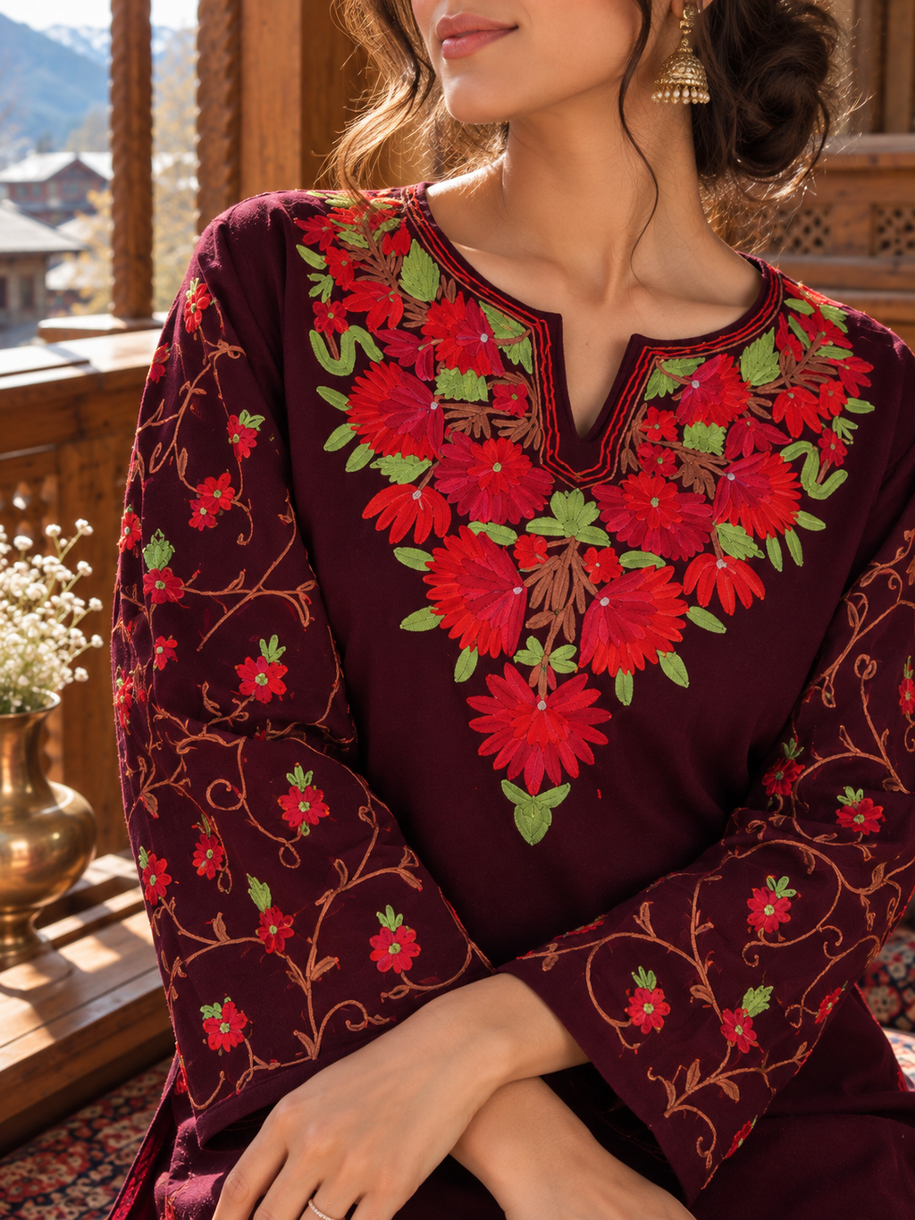 "ERIKA" Short Woolen Kashmiri Kurta
