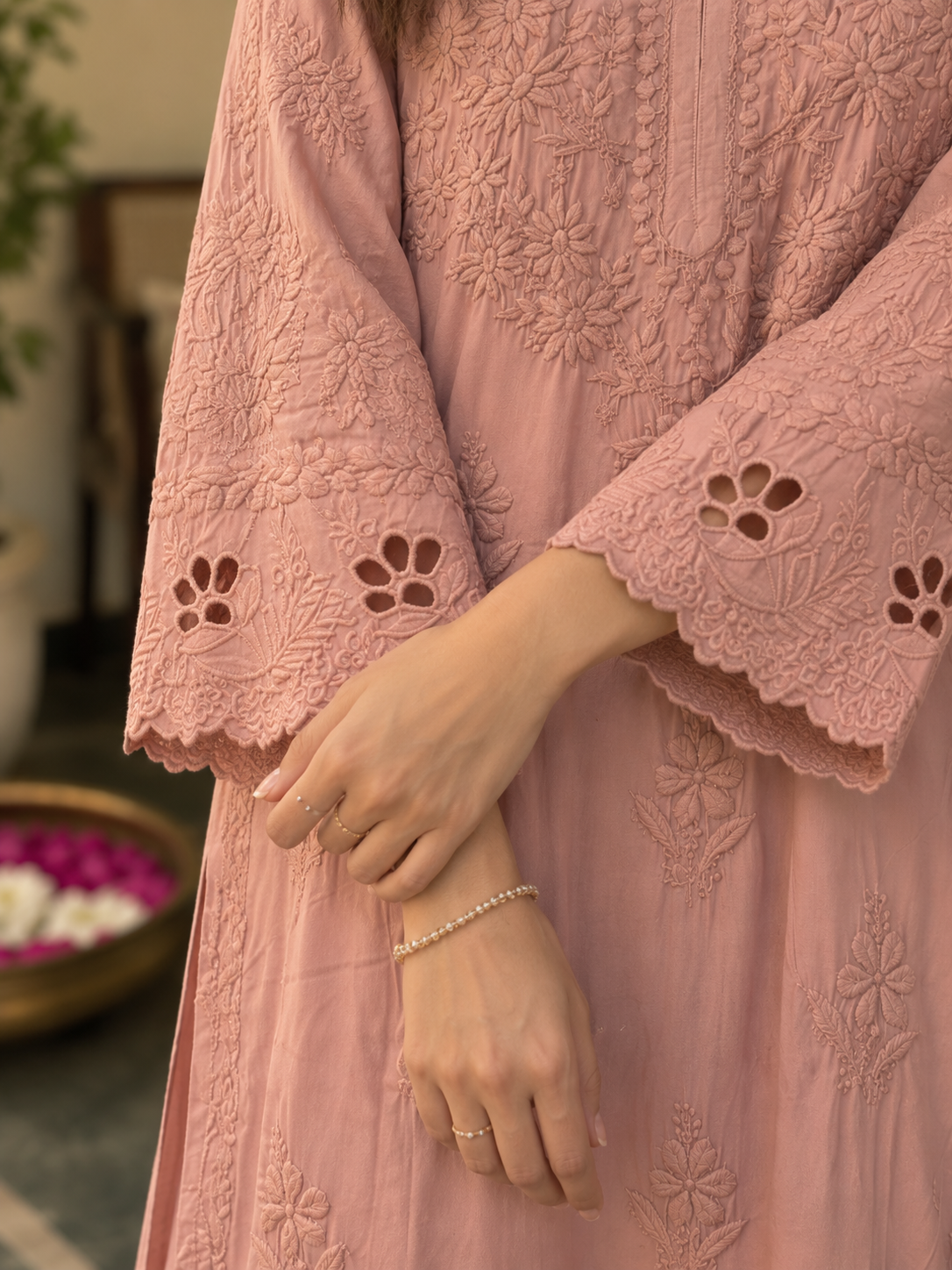 VANZARA Cut-Work Chikankari Co-Ord Set