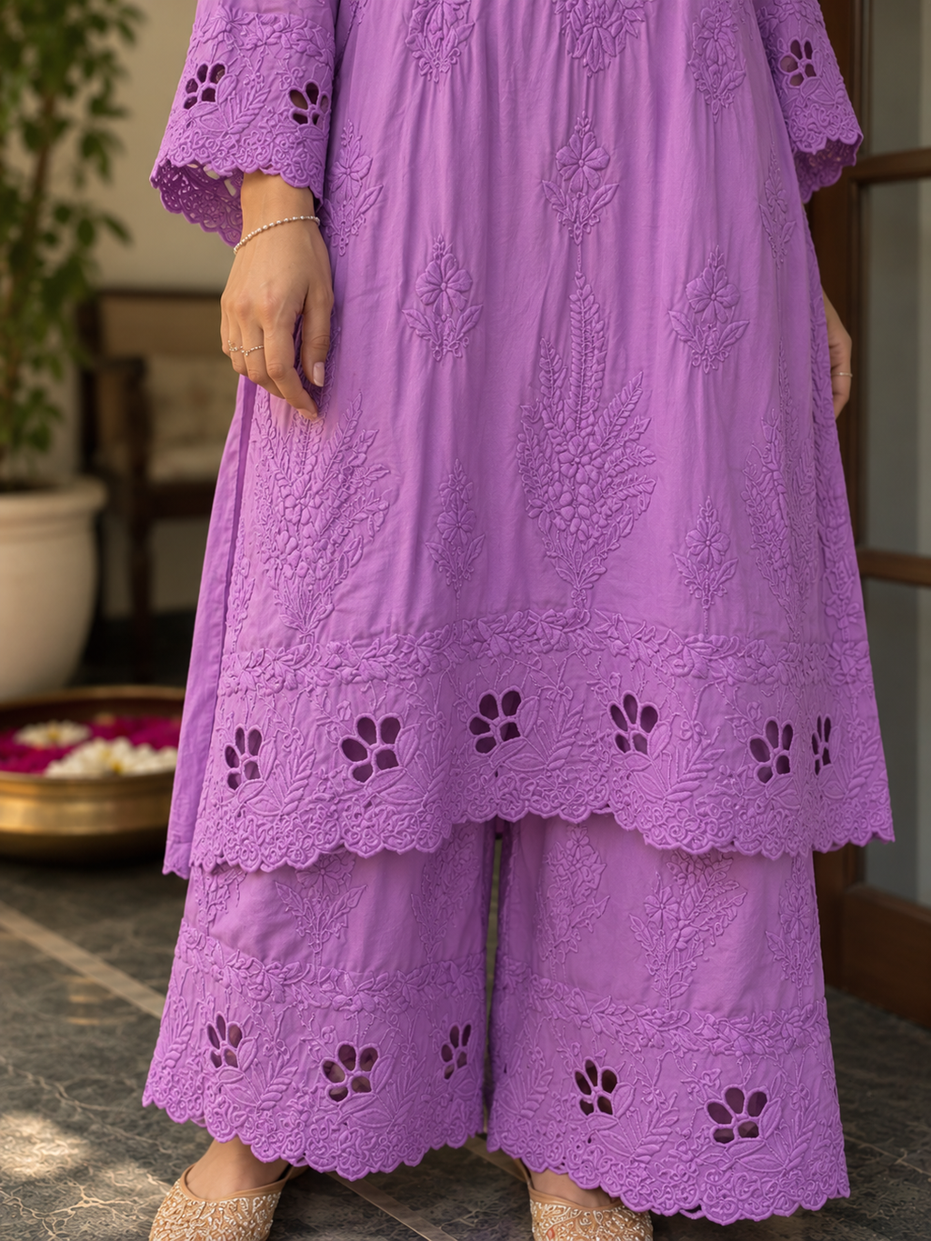 VANZARA Cut-Work Chikankari Co-Ord Set