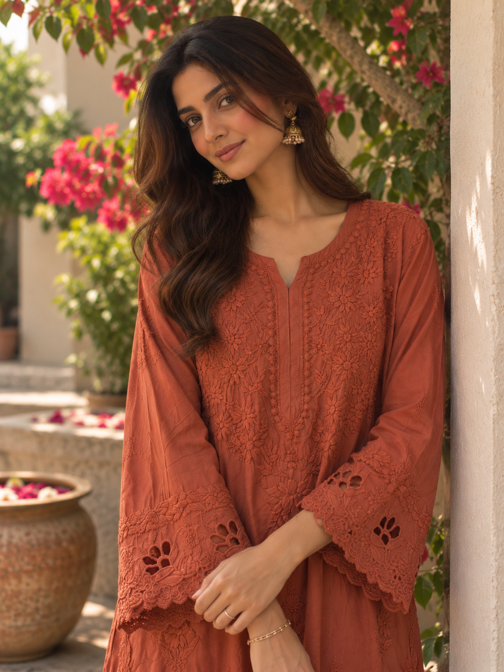 VANZARA Cut-Work Chikankari Co-Ord Set