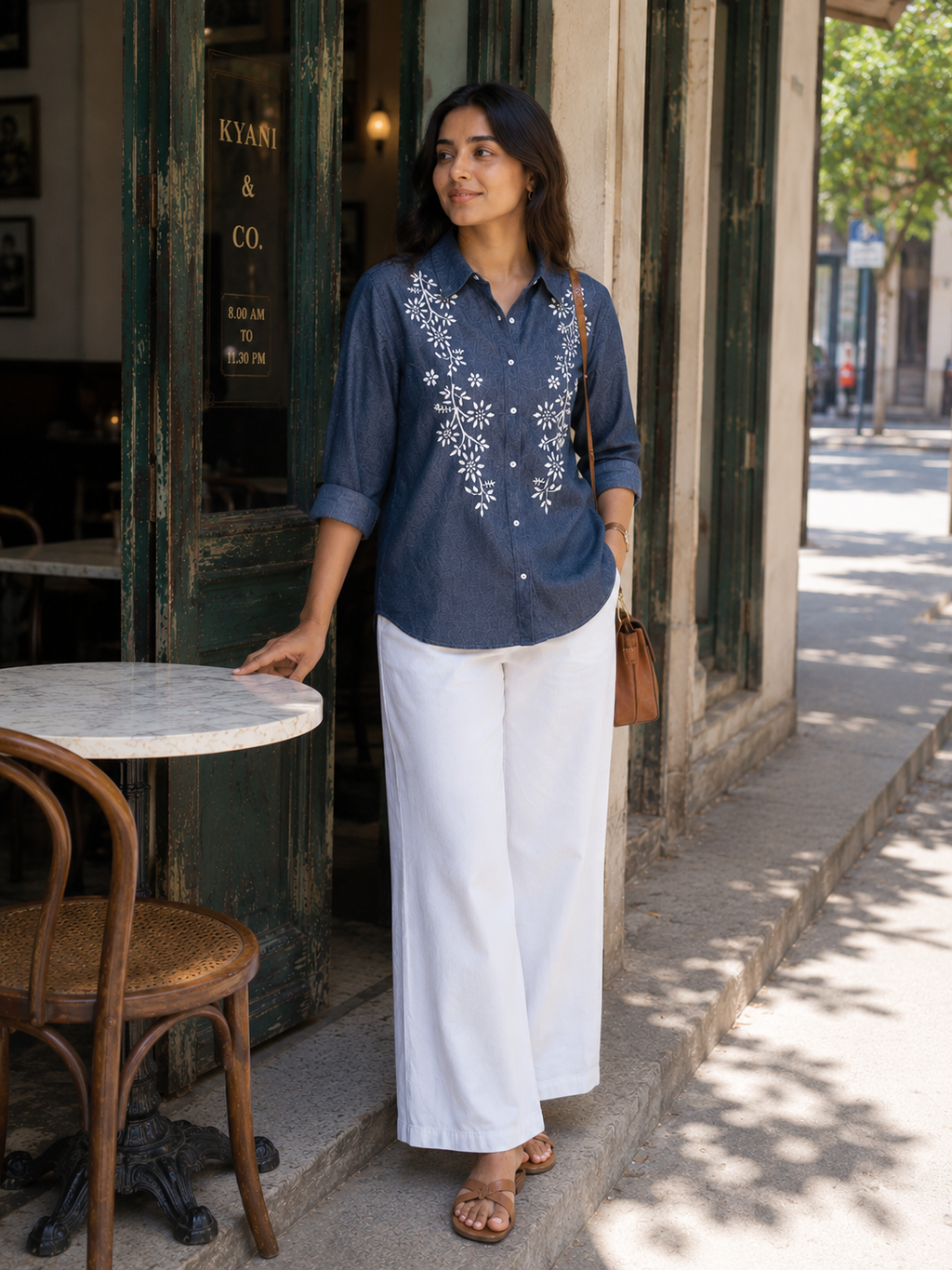 "JAMIA" Demin Cotton Chikankari Shirt