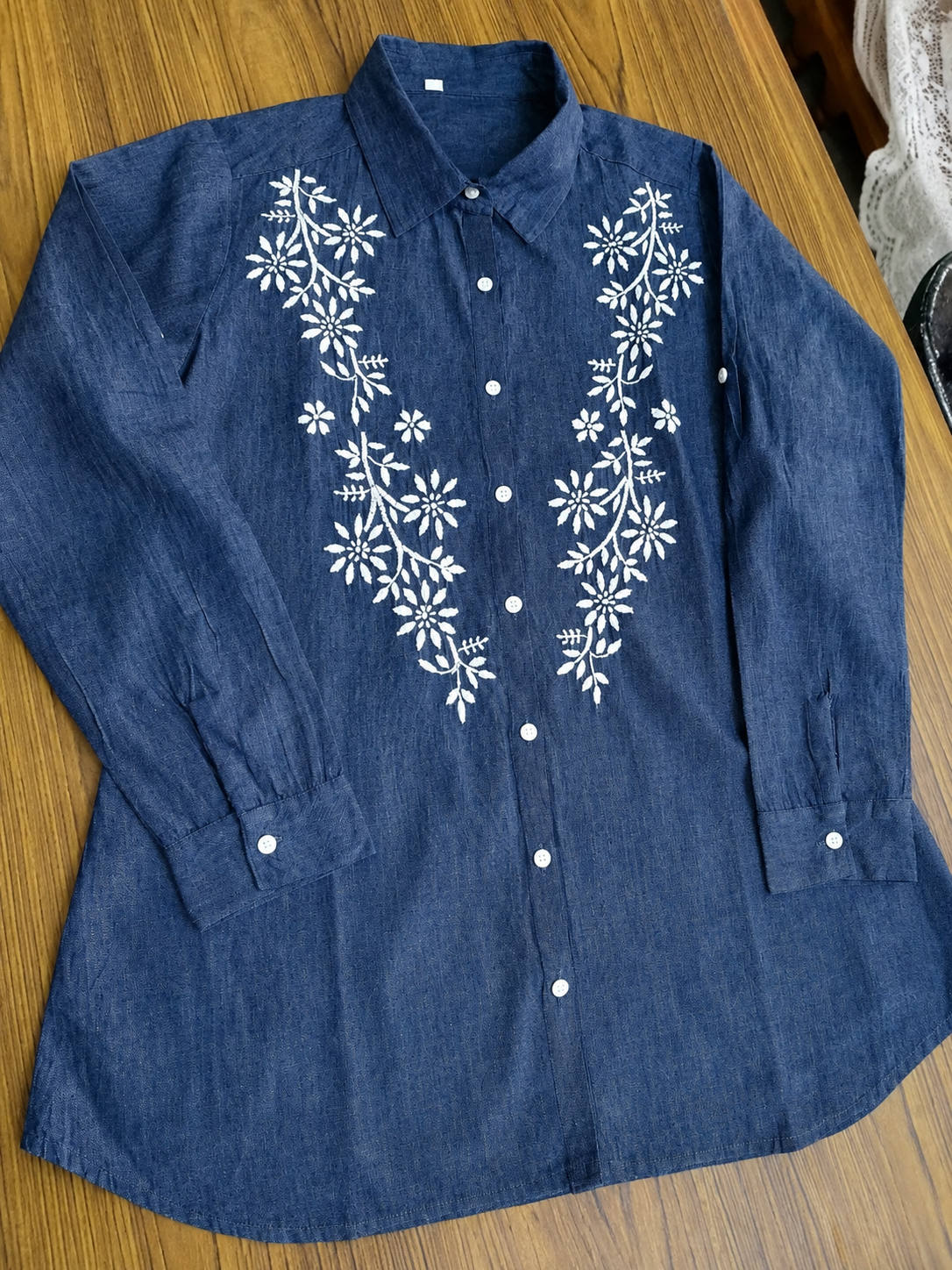 "JAMIA" Demin Cotton Chikankari Shirt