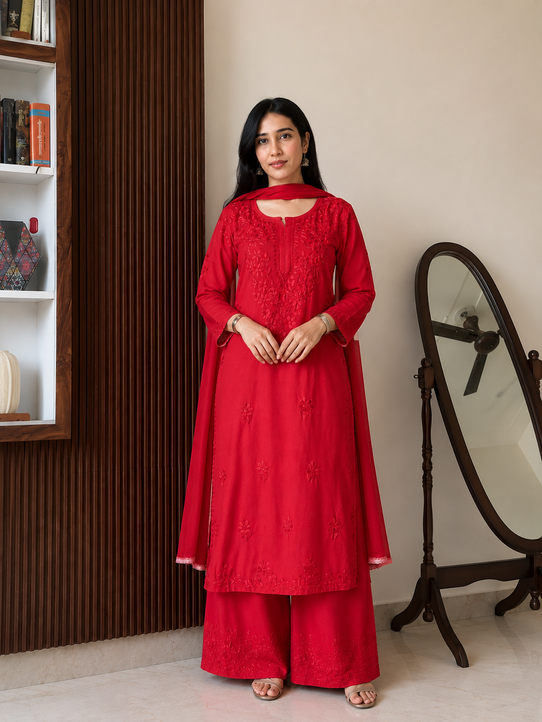 “CHANDNI” Rayon Chikankari Suit Set with Dupatta