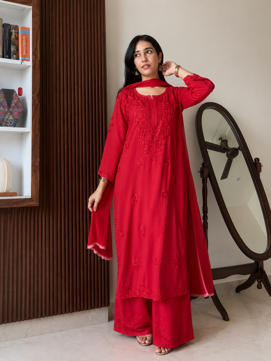 “CHANDNI” Rayon Chikankari Suit Set with Dupatta