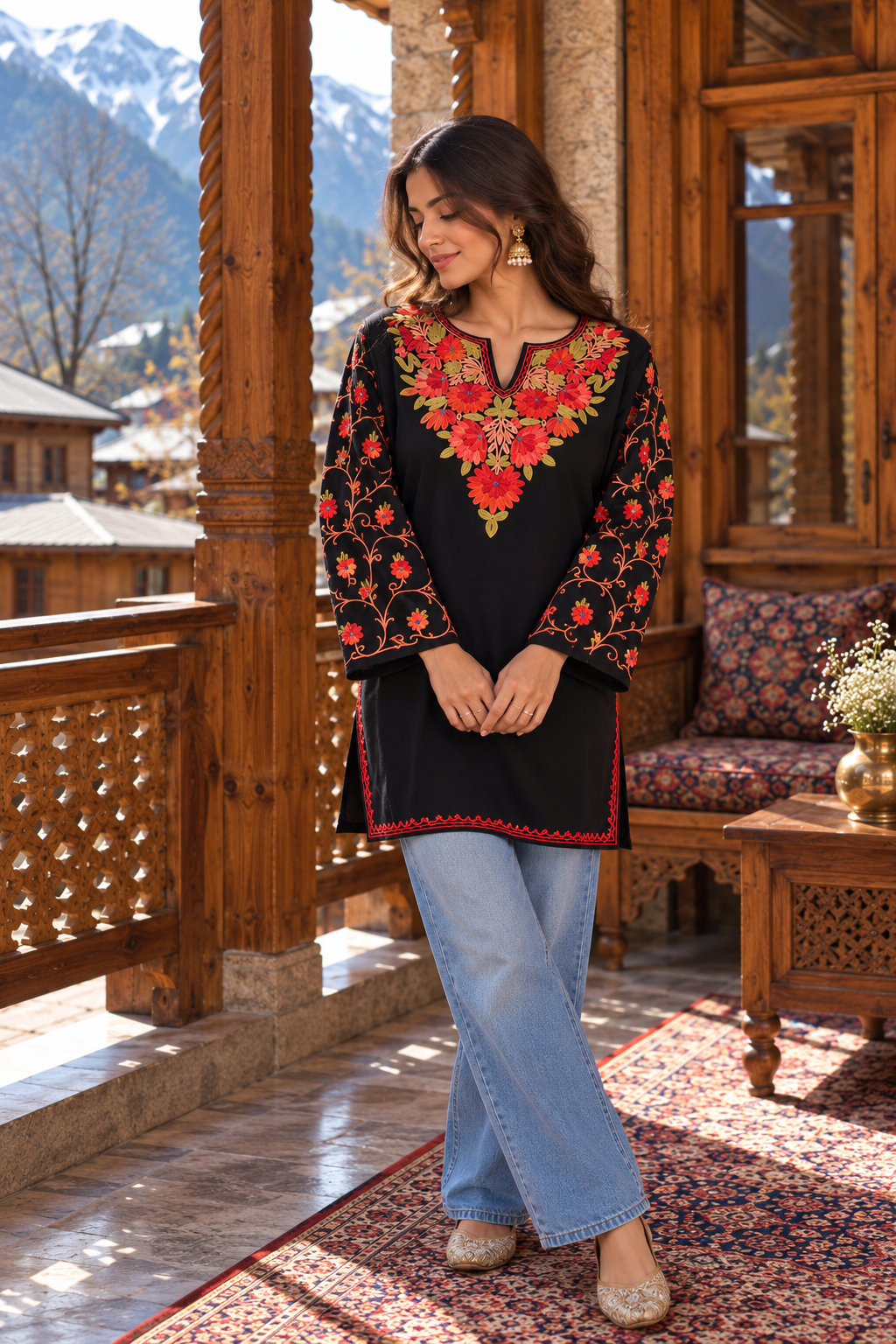 "ERIKA" Short Woolen Kashmiri Kurta