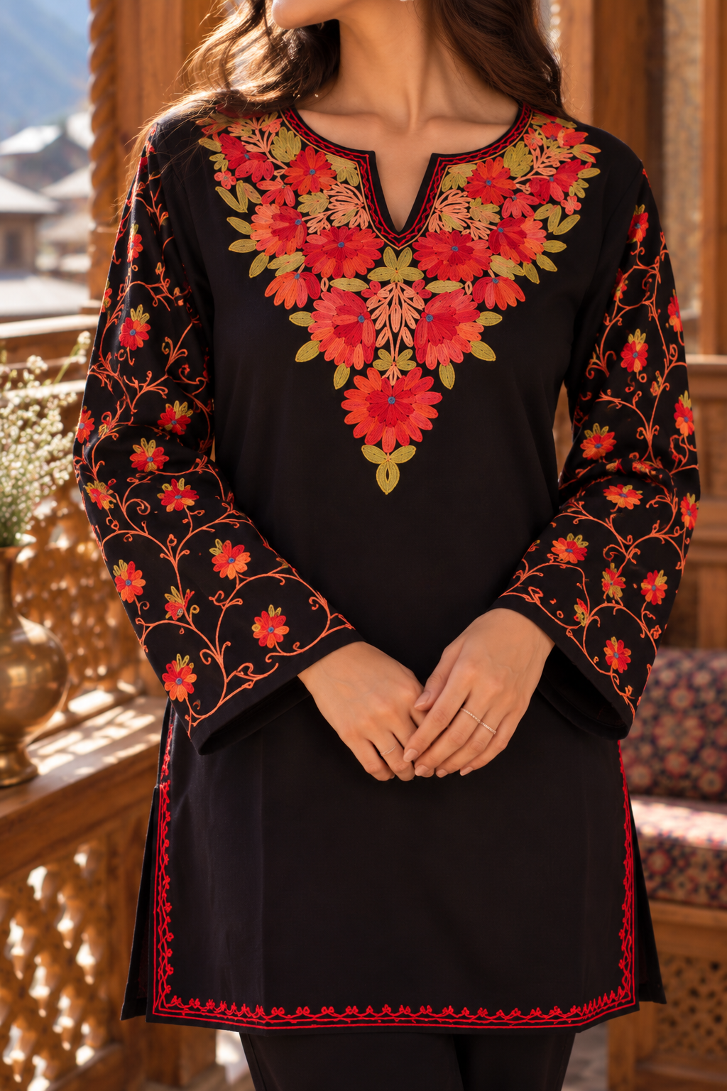 "ERIKA" Short Woolen Kashmiri Kurta