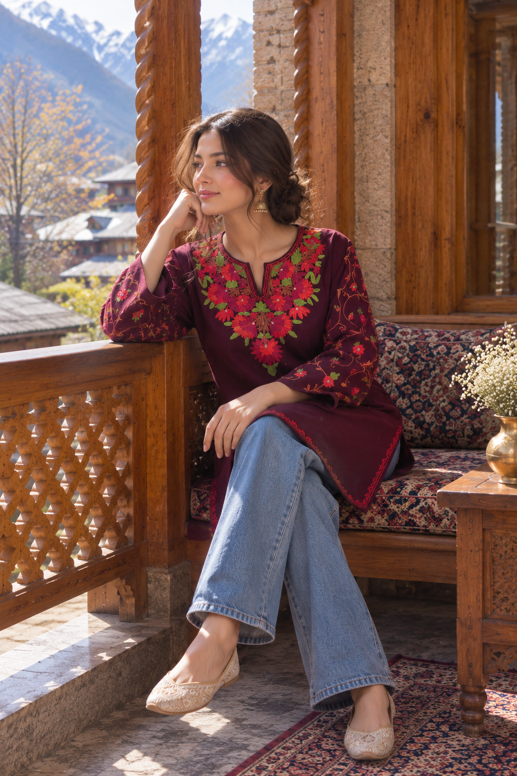 "ERIKA" Short Woolen Kashmiri Kurta