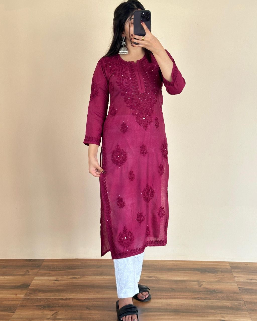 “KASHAN” Chanderi Silk Chikankari Kurta