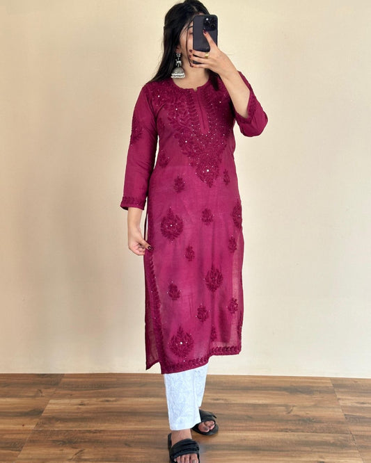 “KASHAN” Chanderi Silk Chikankari Kurta