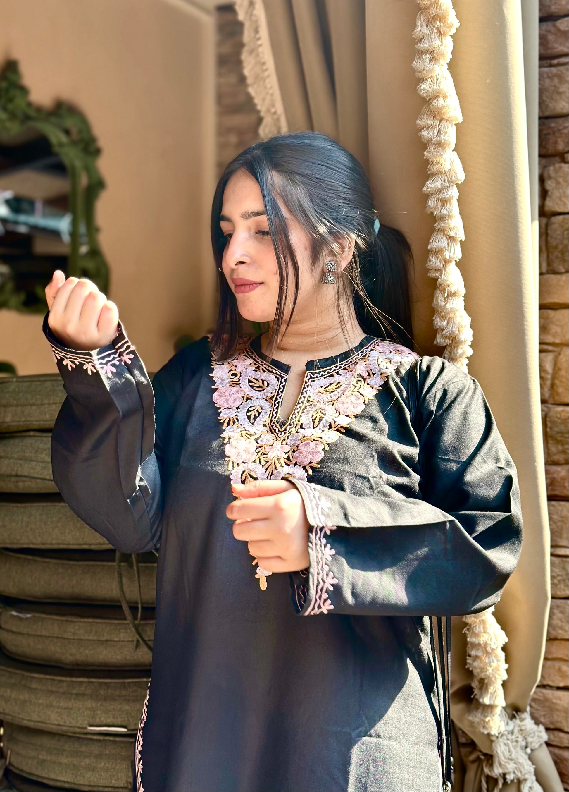 “FATIMA” Cotton Short Kashmiri Kurta