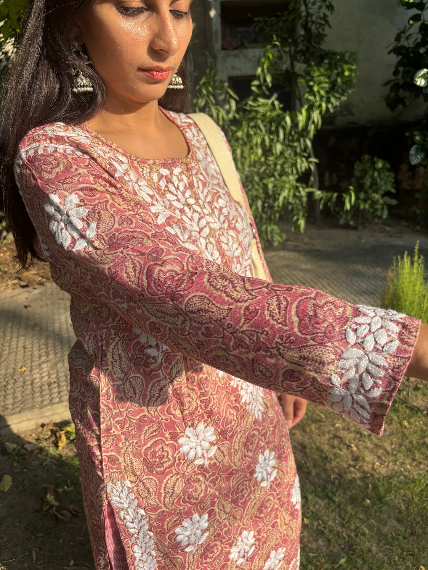 "AFREEN" Slub Modal Chikankari Kurta and Plazo Set