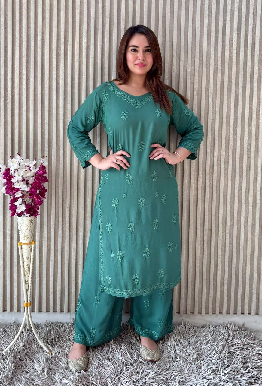 “HEENA” Modal Chikankari Kurta Set