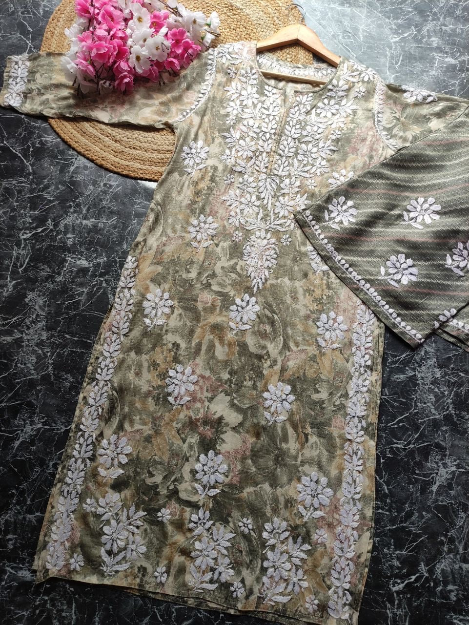 "AFREEN" Slub Modal Chikankari Kurta and Plazo Set