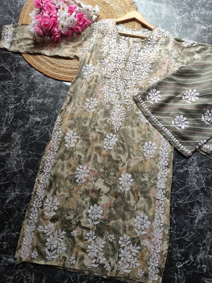 "AFREEN" Slub Modal Chikankari Kurta and Plazo Set