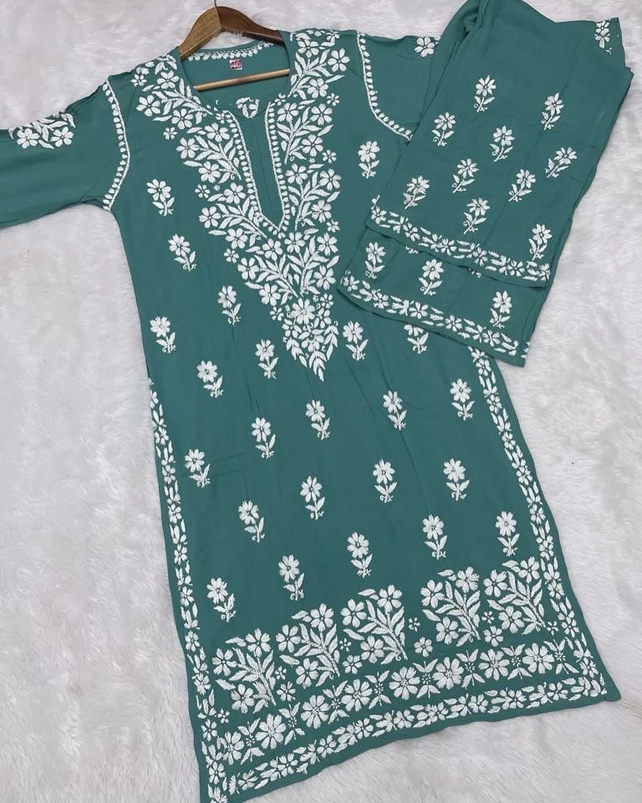 “SNEHA” Modal Chikankari Kurta & Plazo