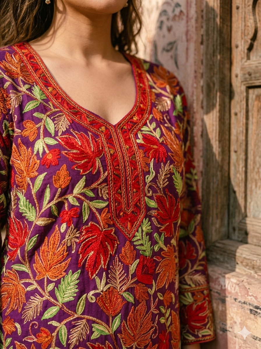 "TAANI" Georgette Kashmiri Short Kurta