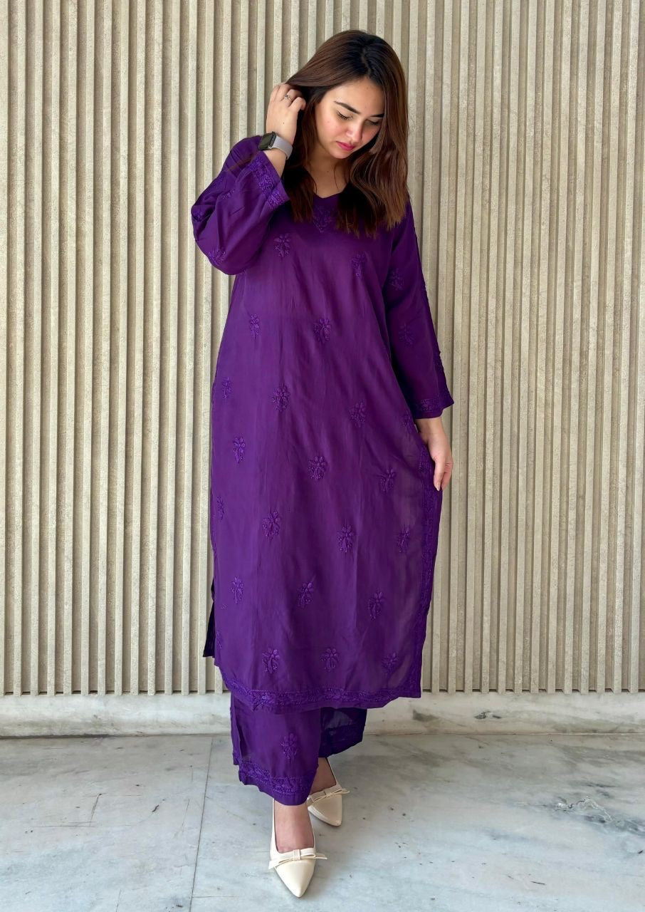 “HEENA” Modal Chikankari Kurta Set