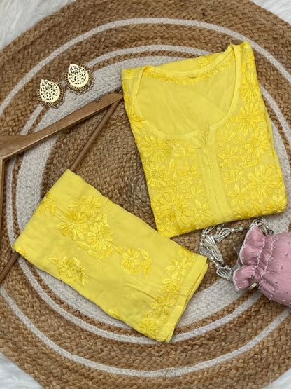 “AASHNA” Modal Cotton Chikankari Kurta & Plazo Set