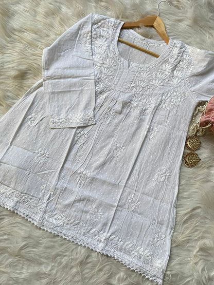 “SABA” Dobby Cotton Chikankari Tunic