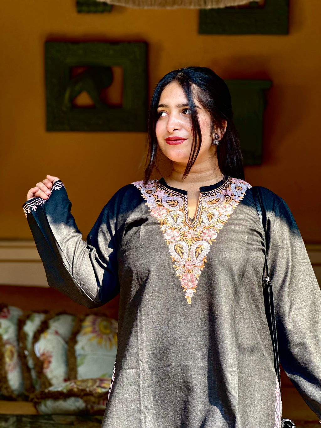 “FATIMA” Cotton Short Kashmiri Kurta