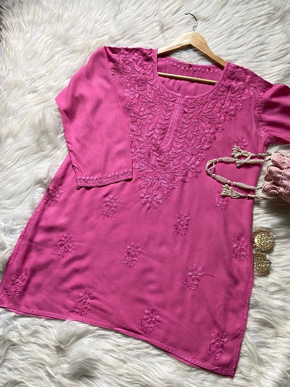 “MONA” Rayon Chikankari Short Kurti