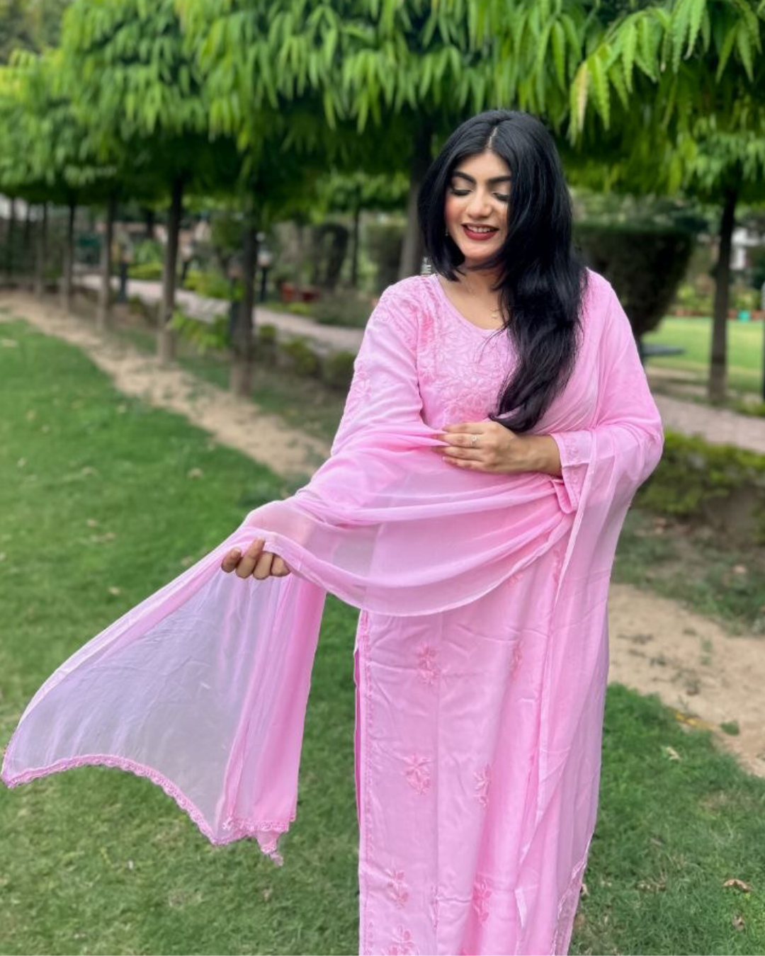 “CHANDNI” Rayon Chikankari Suit Set with Dupatta