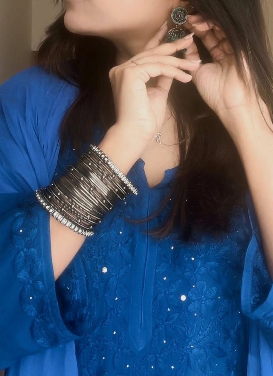 “GEHNA” Mukaish Work Chikankari Suit Set