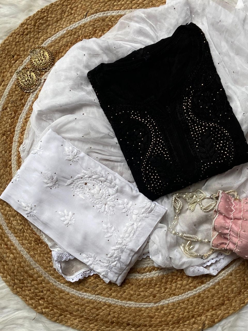 “RUBI” Chikankari Kurta With Mukaish Work