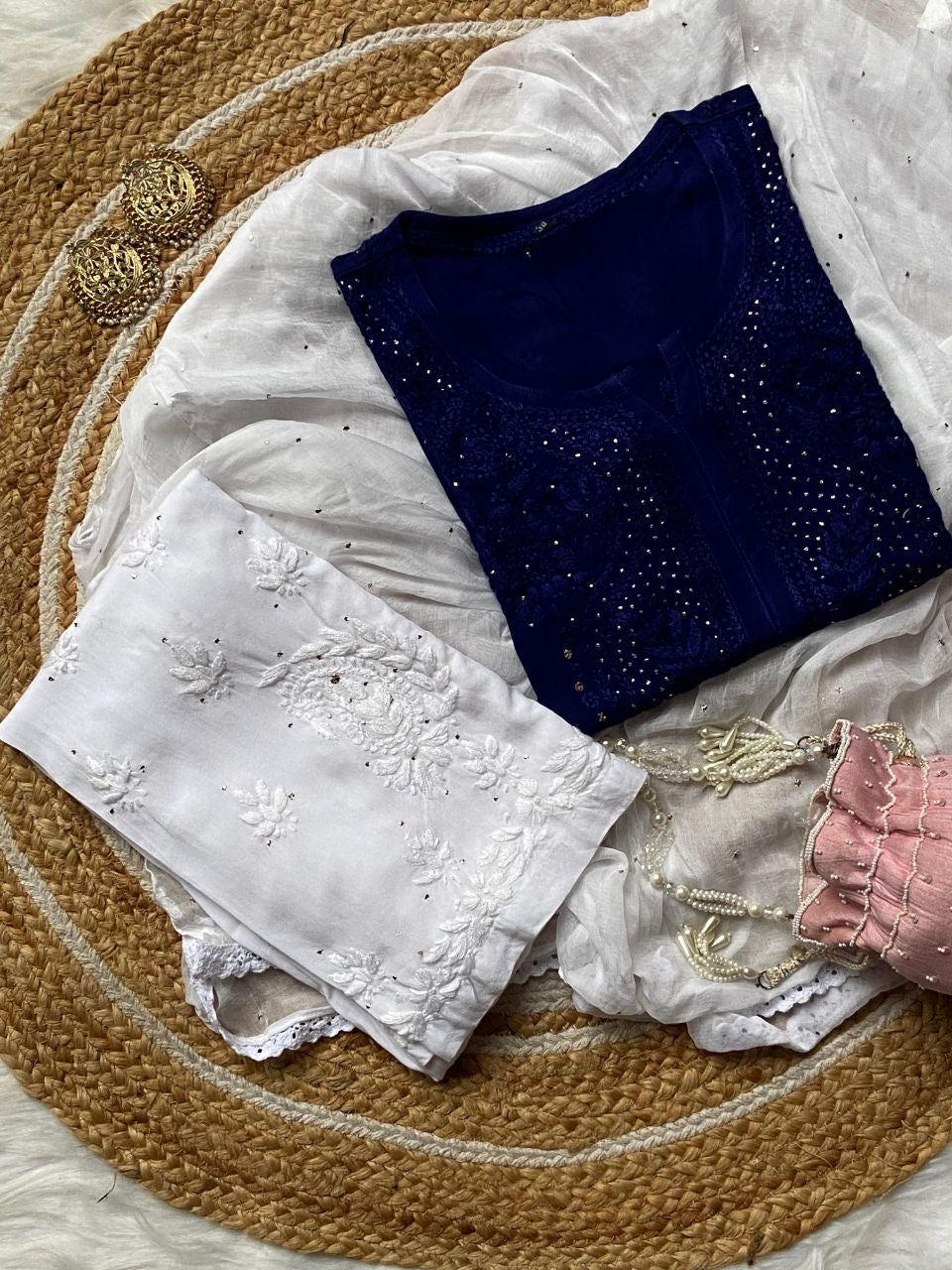 “RUBI” Chikankari Kurta With Mukaish Work