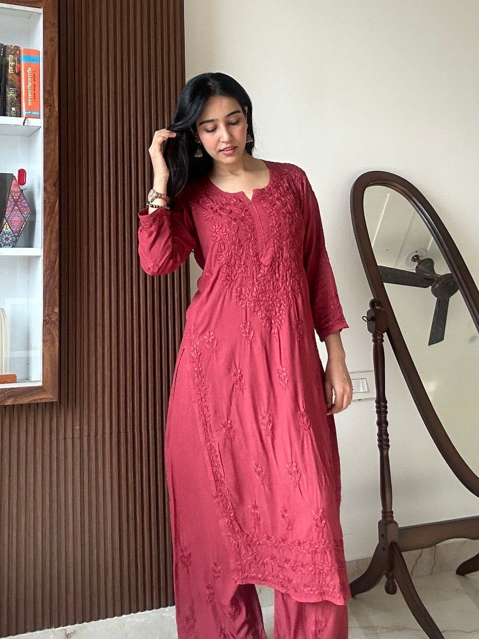 “ALIZEH” Modal Chikankari Kurta & Plazo Set