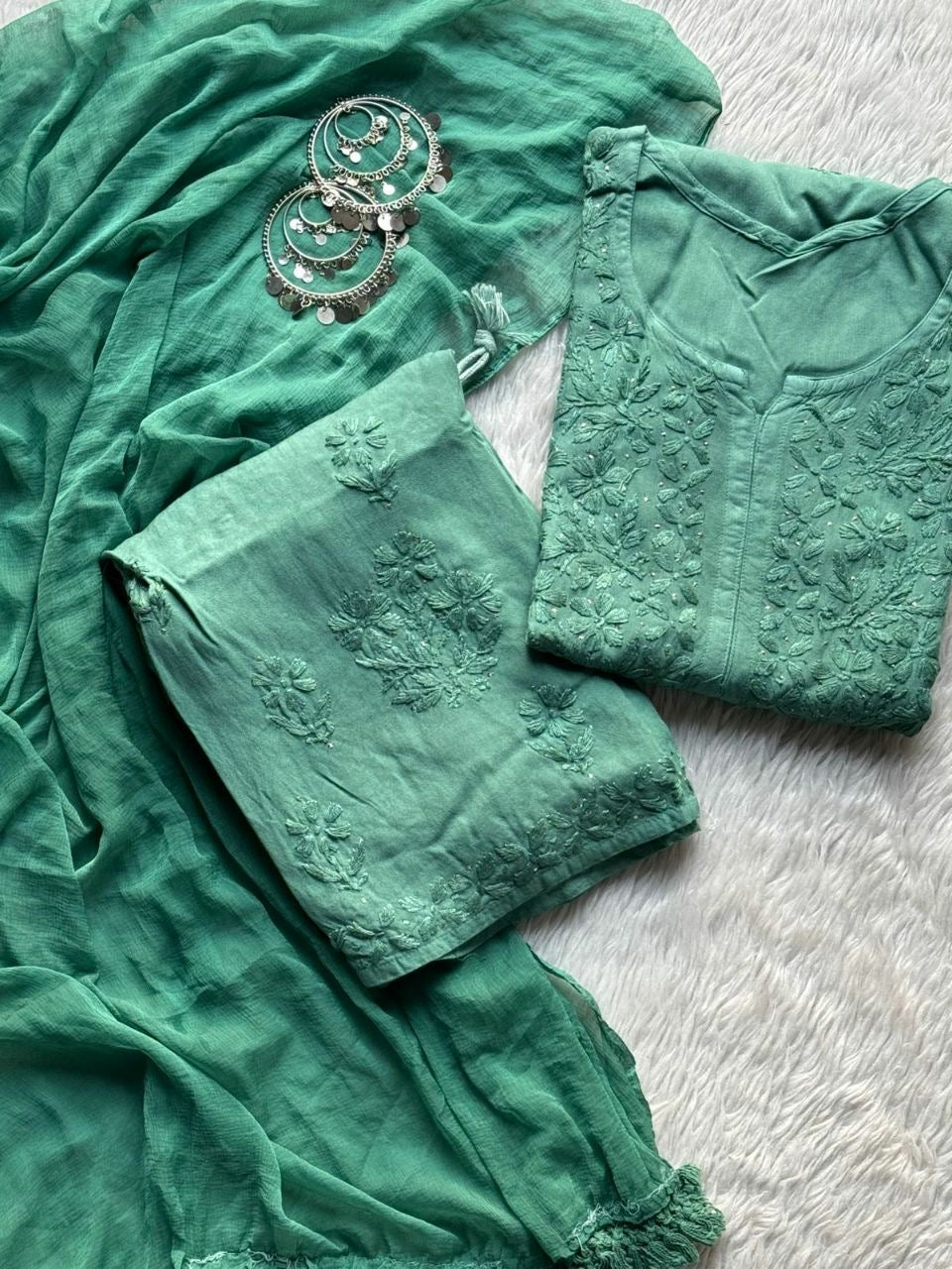 “GEHNA” Mukaish Work Chikankari Suit Set