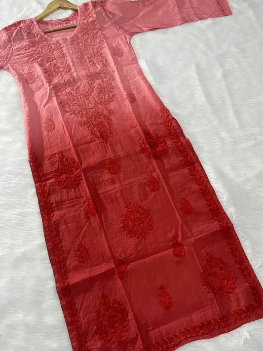 “RONAK” Chanderi Ombré Chikankari Kurta