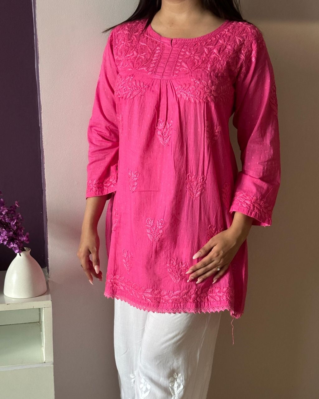 “SABA” Dobby Cotton Chikankari Tunic