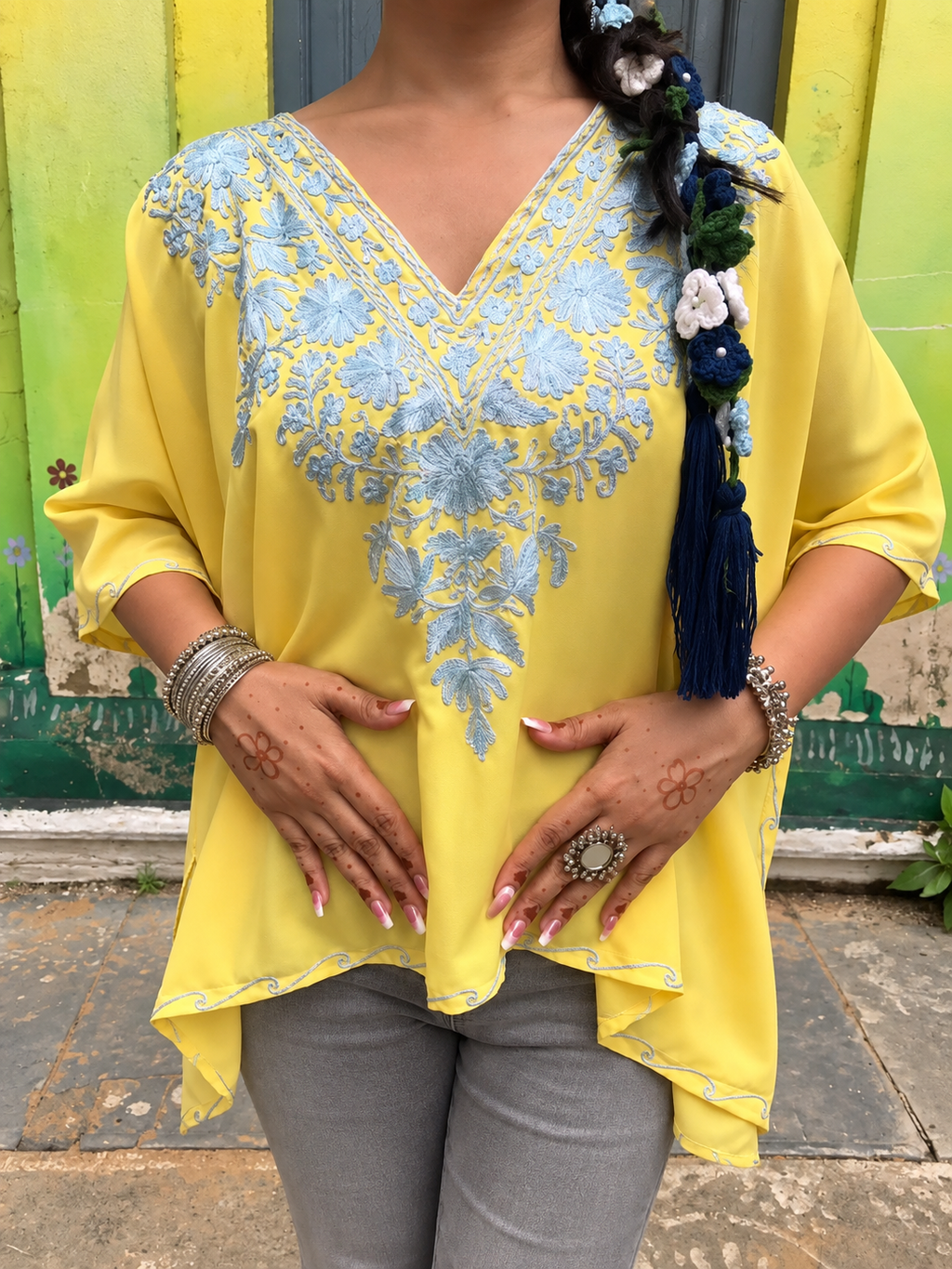 "AYMIN" Short Kashmiri Kaftan
