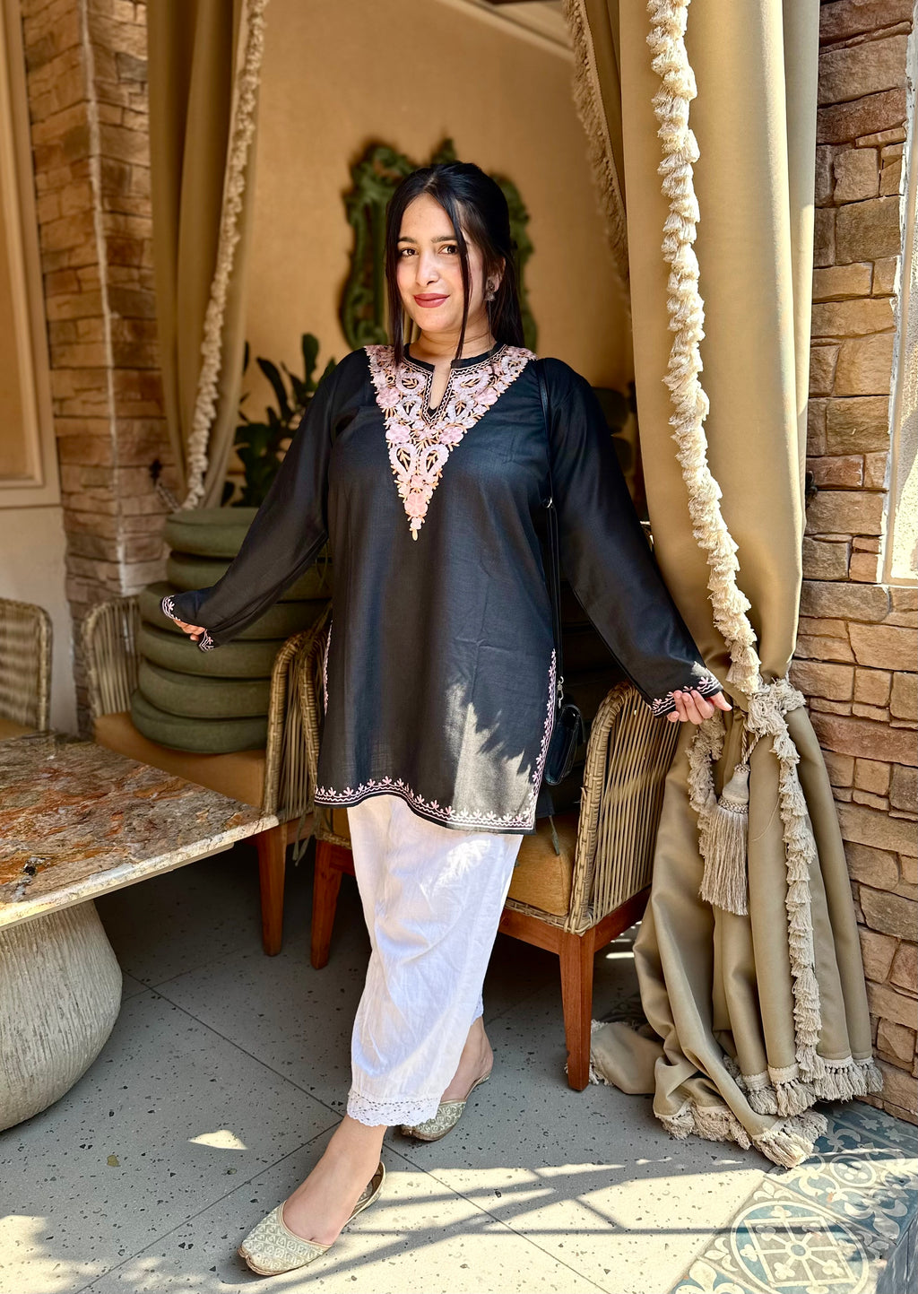 “FATIMA” Cotton Short Kashmiri Kurta