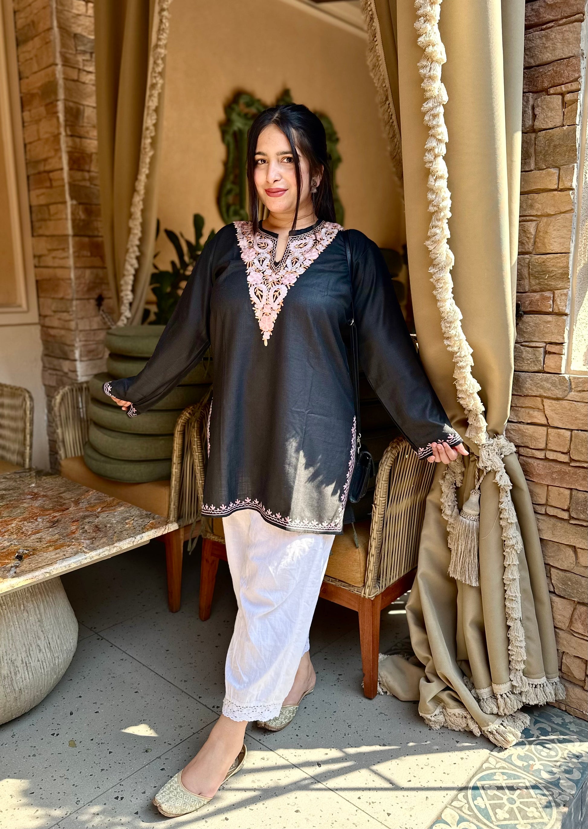 “FATIMA” Cotton Short Kashmiri Kurta
