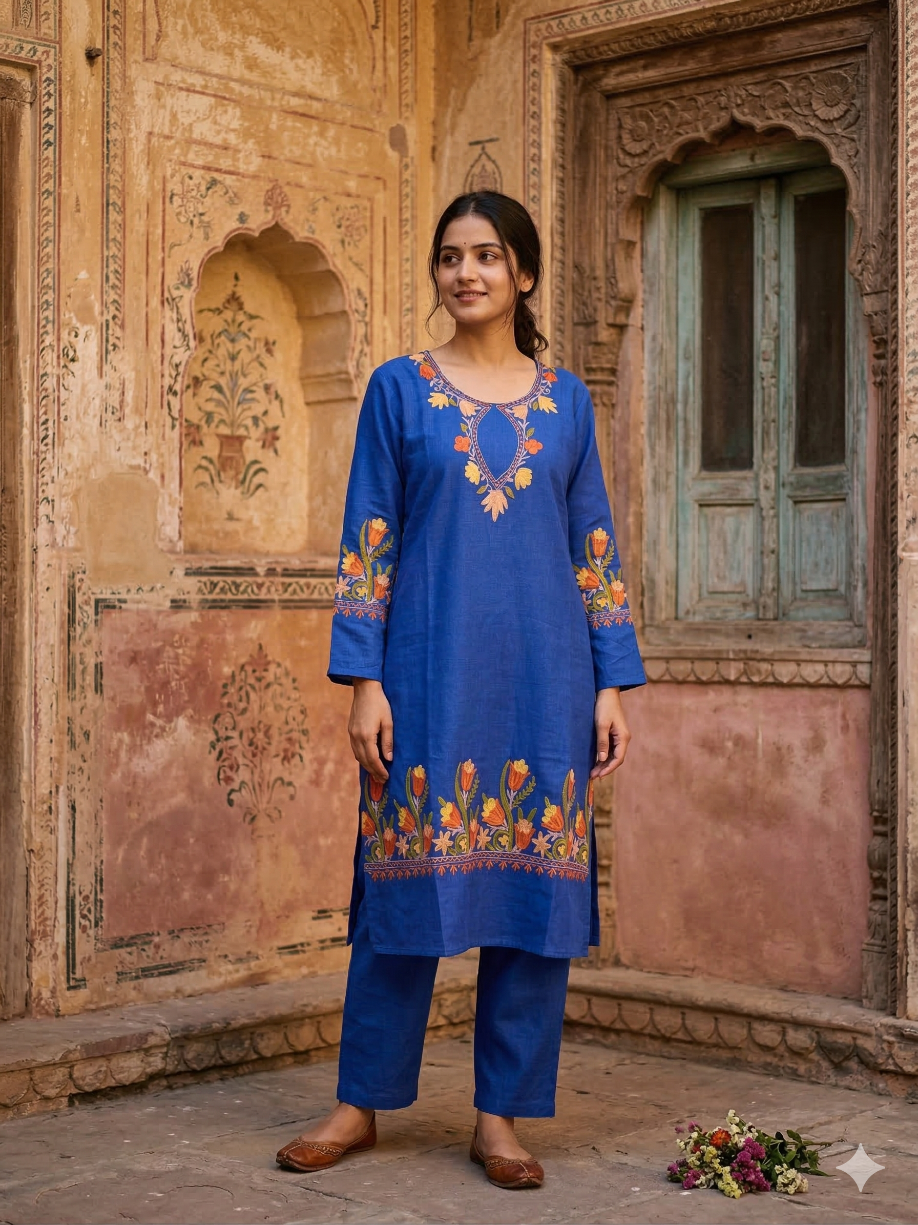 "MADHANI" Cotton Kashmiri Co-Ord Set