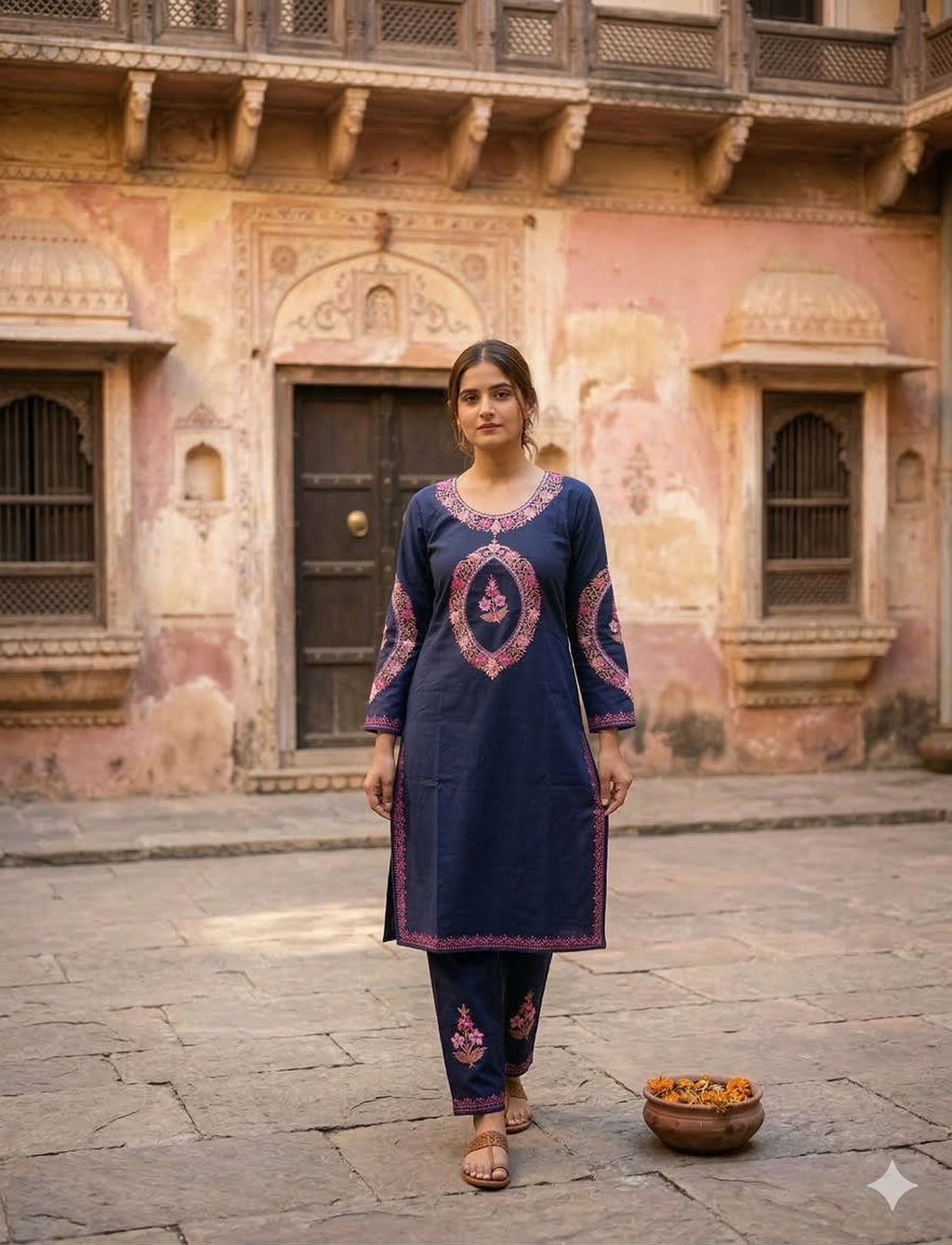 "SHAZIA" Cotton Kashmiri Co-Ord Set