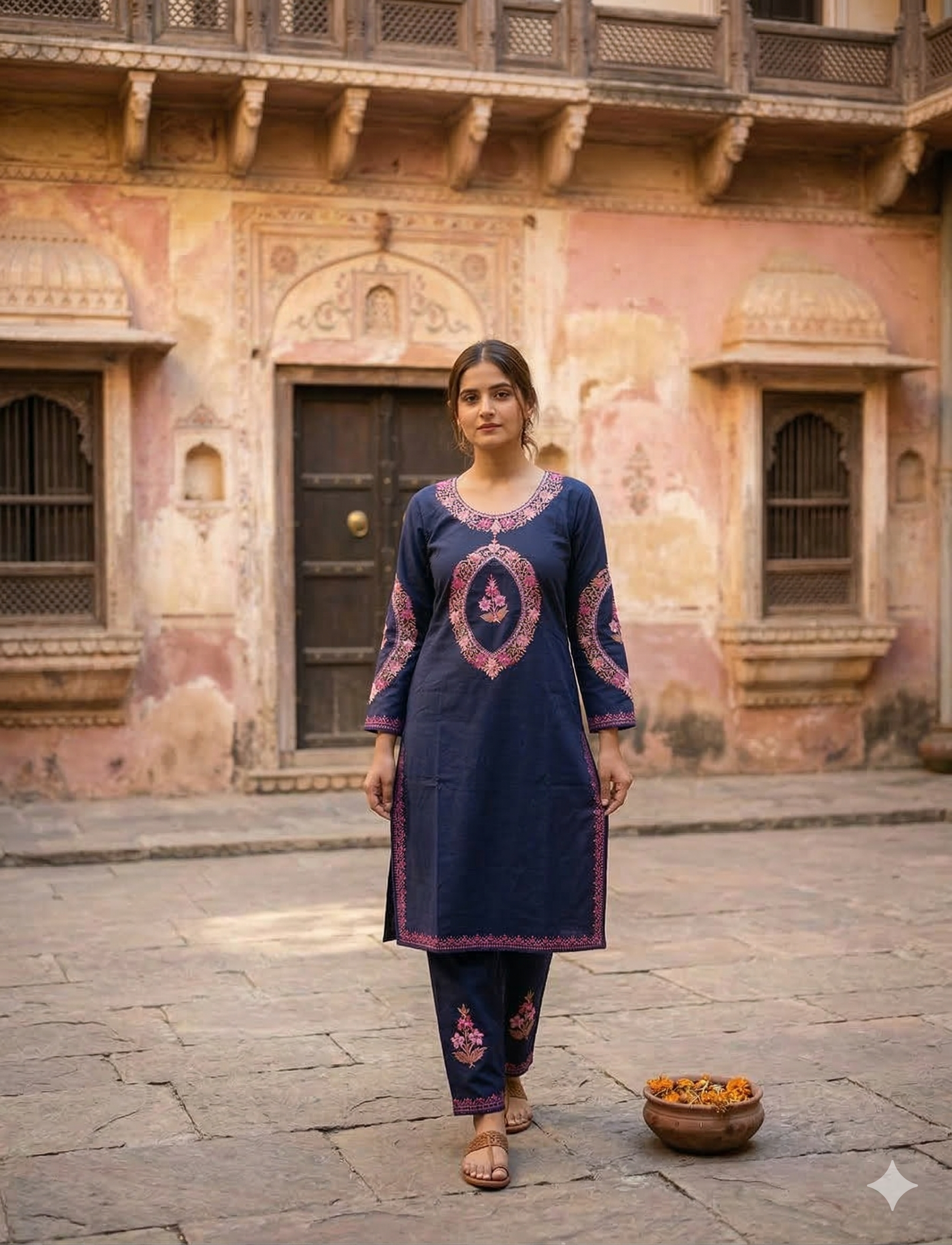 "SHAZIA" Cotton Kashmiri Co-Ord Set