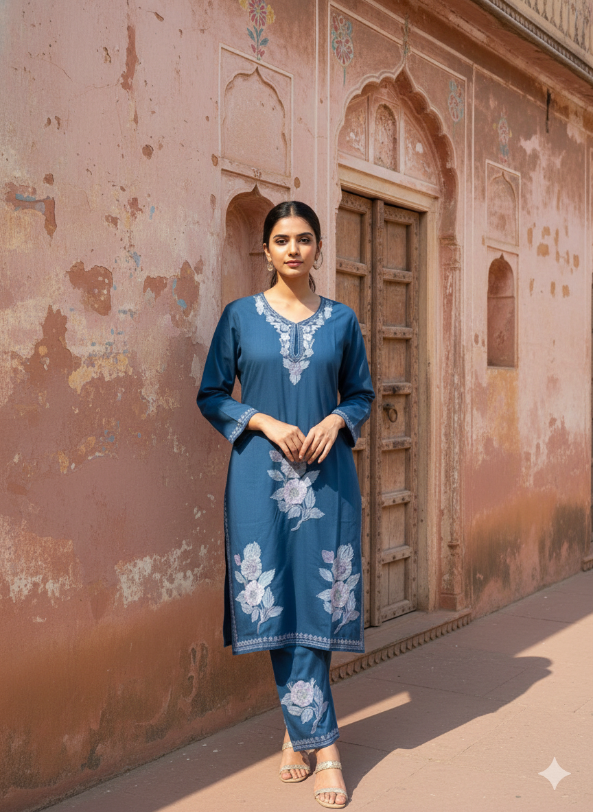 "FALGUNI" Cotton Kashmiri Co-Ord Set