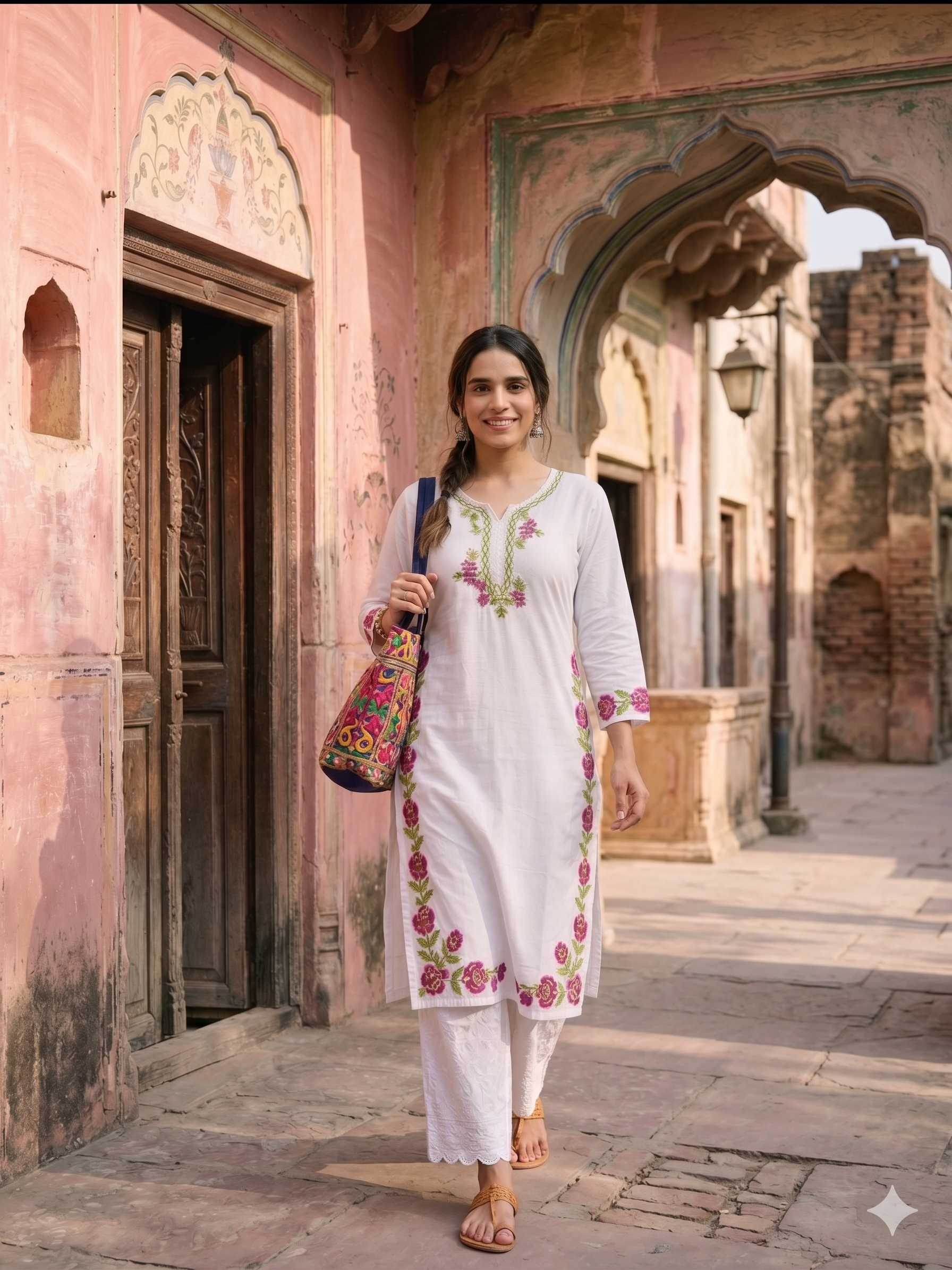 "MOINA" Modal Cotton Chikankari Kurta