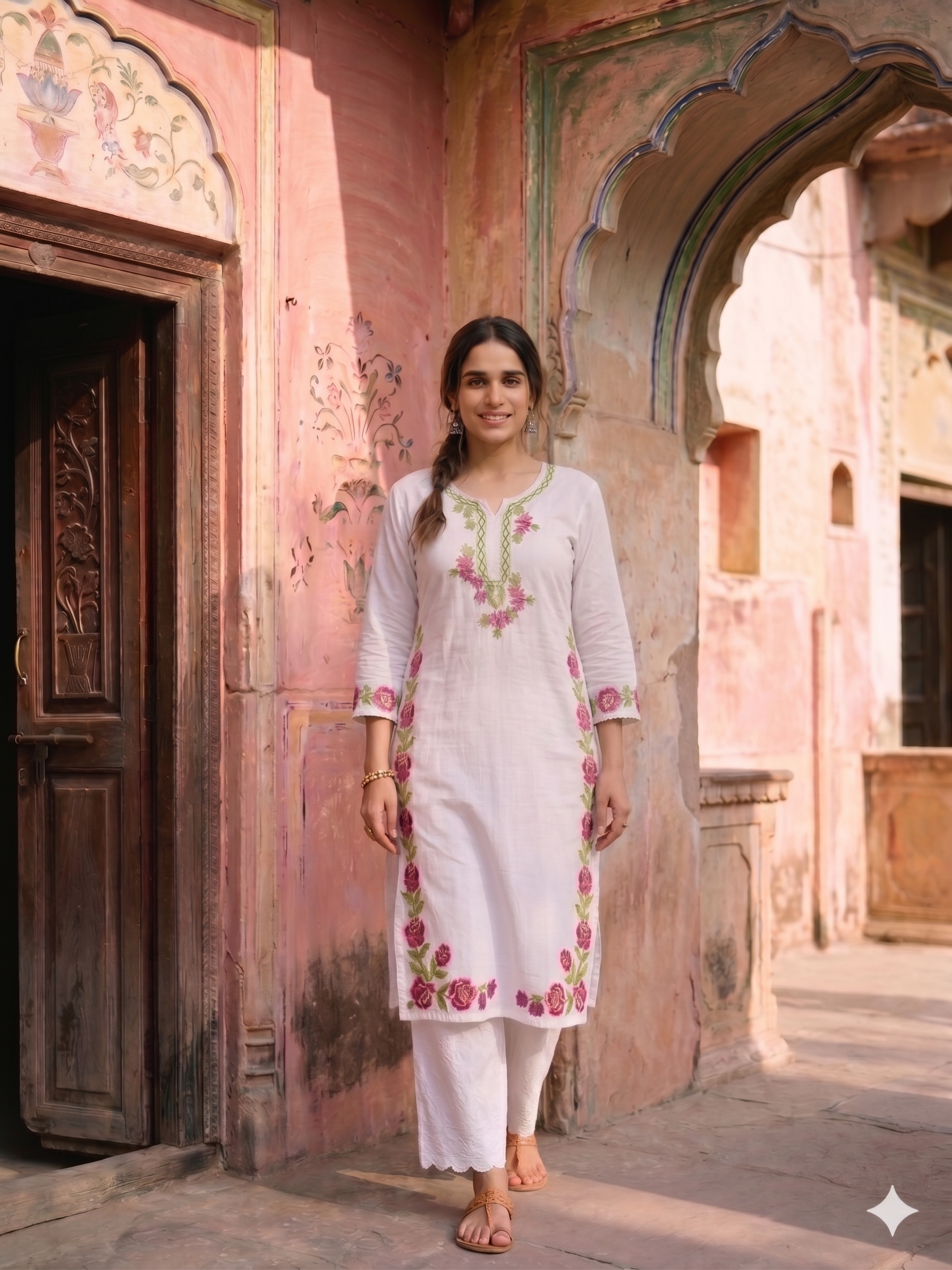 "MOINA" Modal Cotton Chikankari Kurta