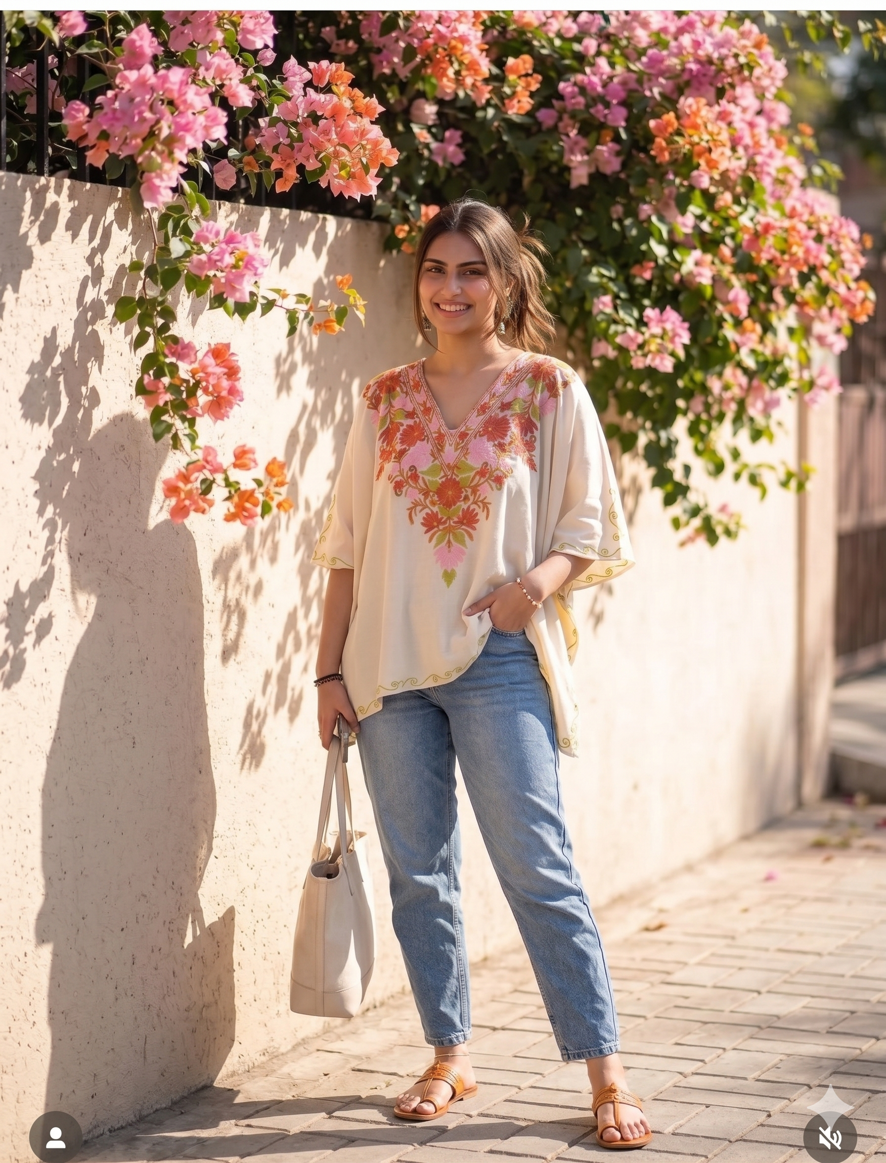 "AYMIN" Short Kashmiri Kaftan