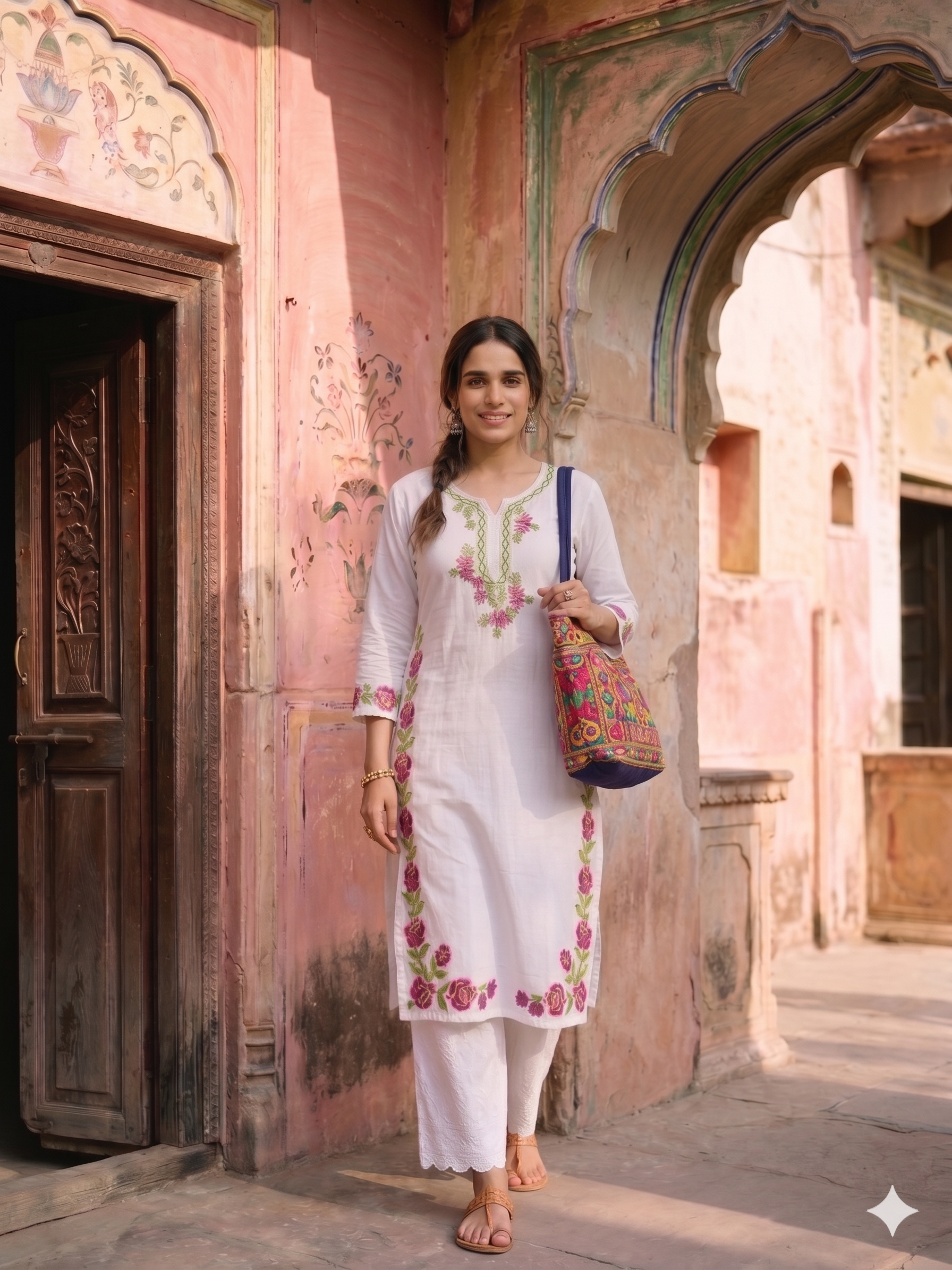 "MOINA" Modal Cotton Chikankari Kurta