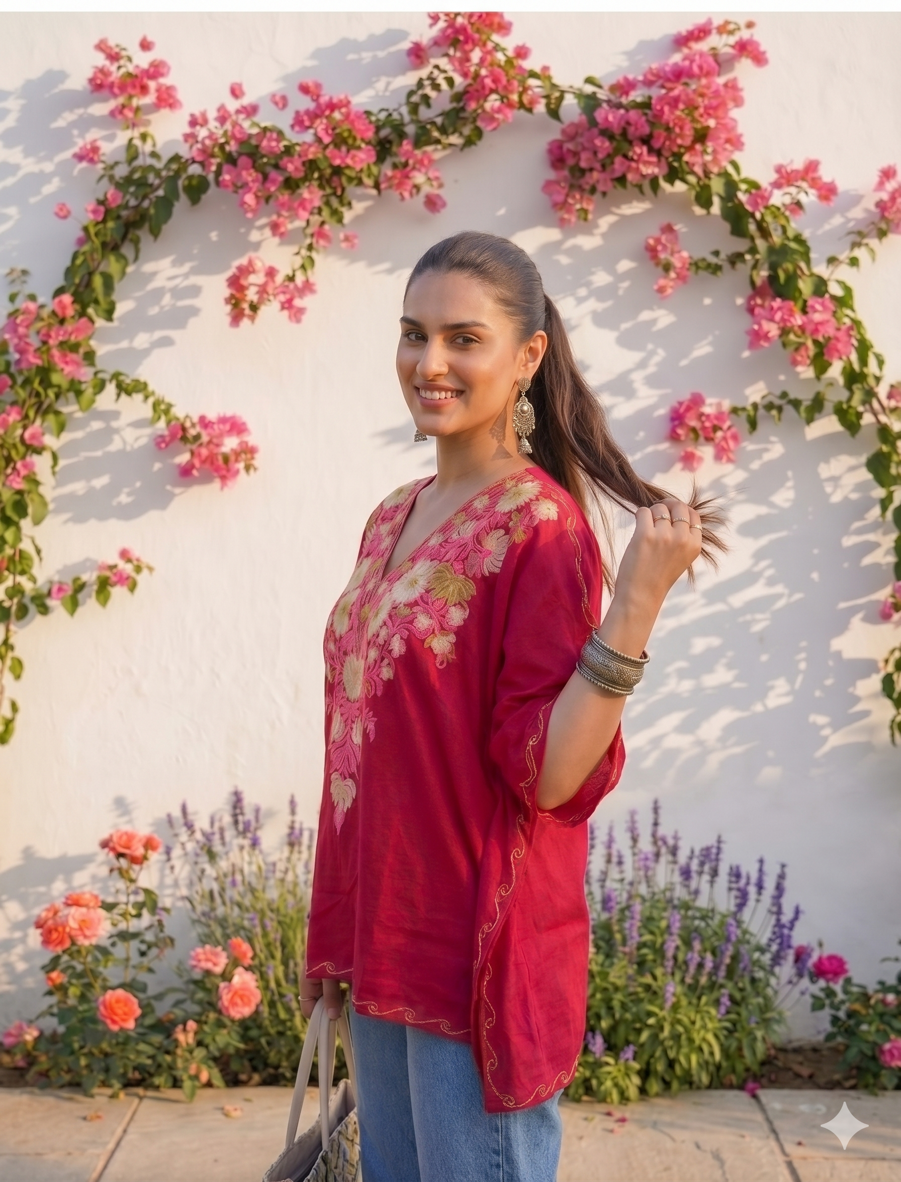 "AYMIN" Short Kashmiri Kaftan