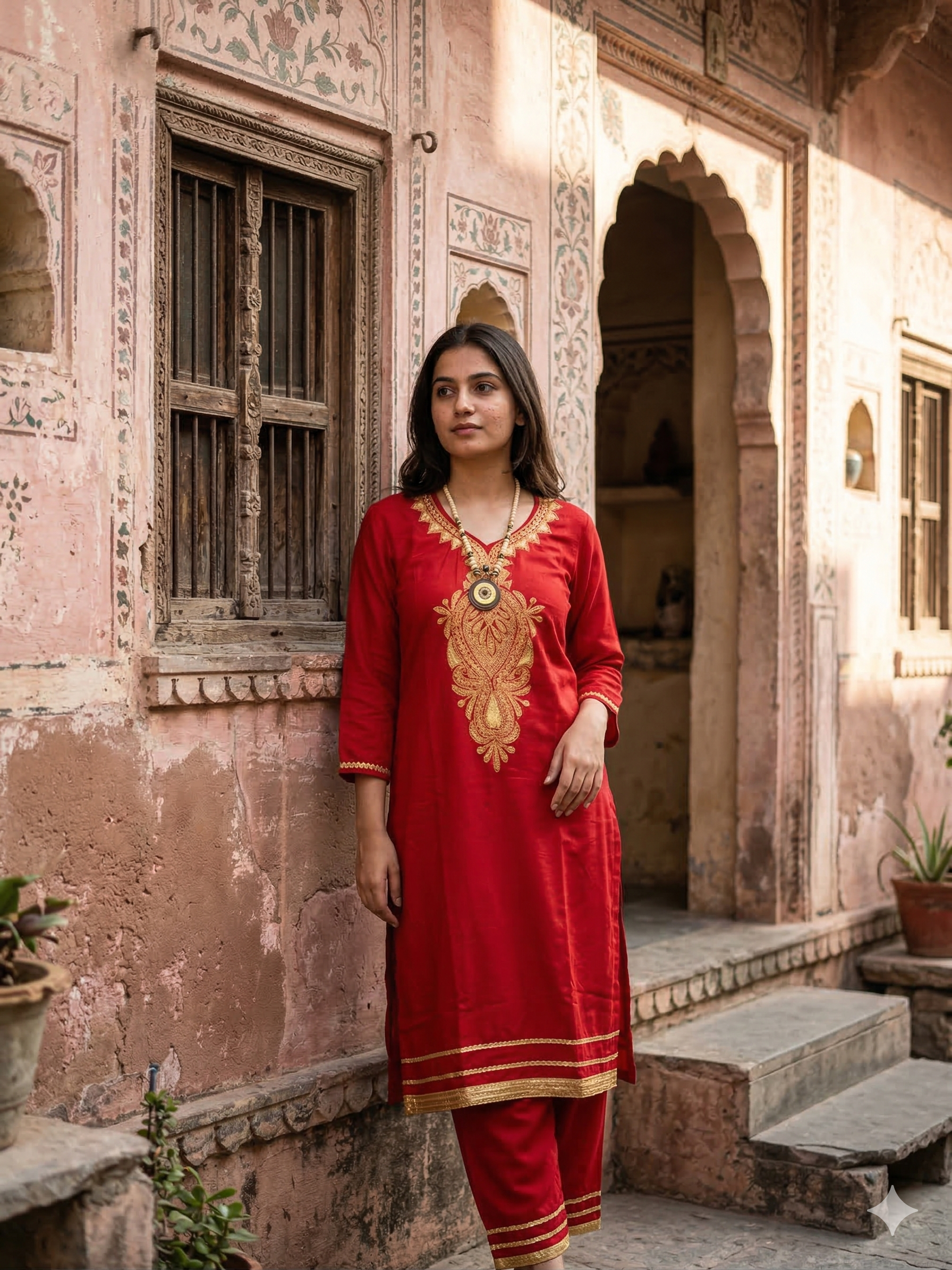 "HAFIZ" Cotton Tilla Work Kashmiri Co-Ord Set