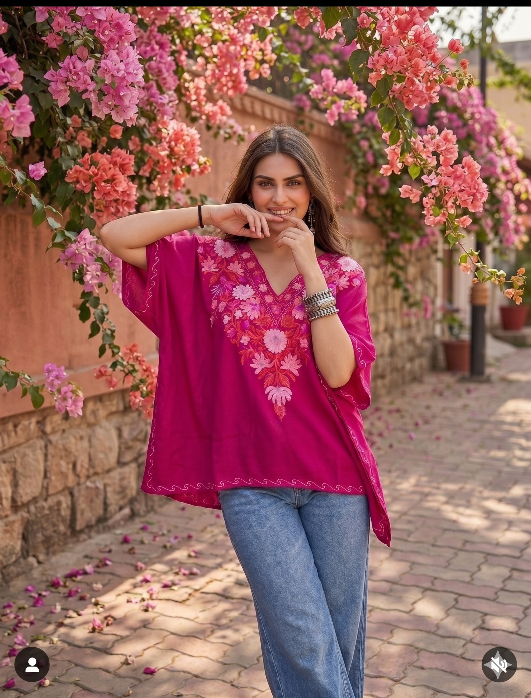 "AYMIN" Short Kashmiri Kaftan