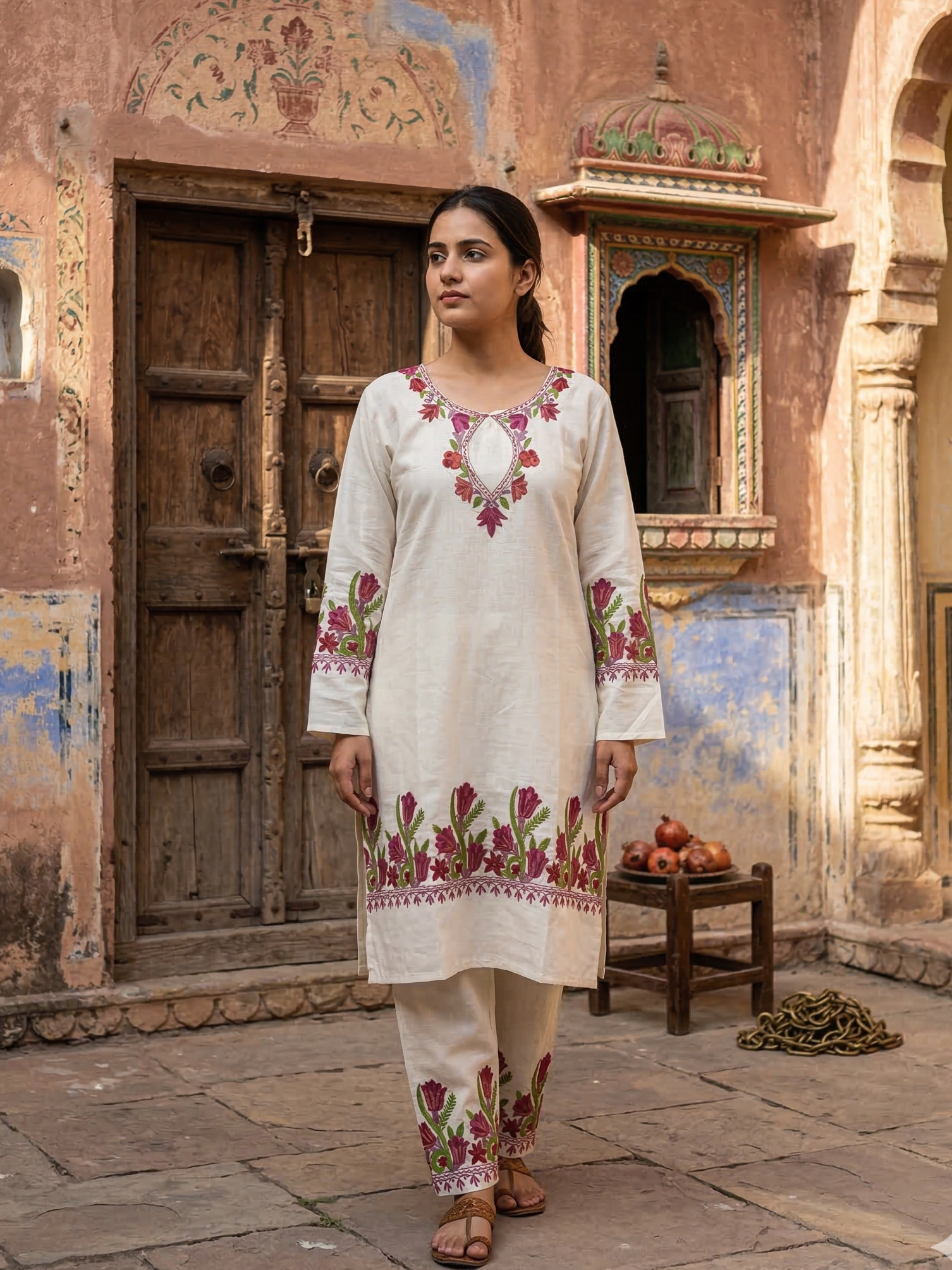 "MADHANI" Cotton Kashmiri Co-Ord Set