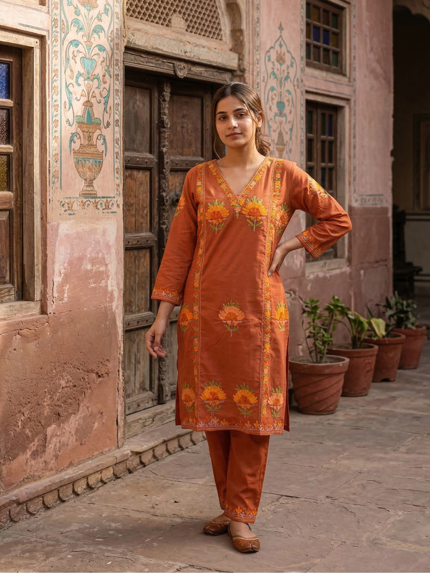 “SABINA” Kashmiri Embroidered Co-Ord Set