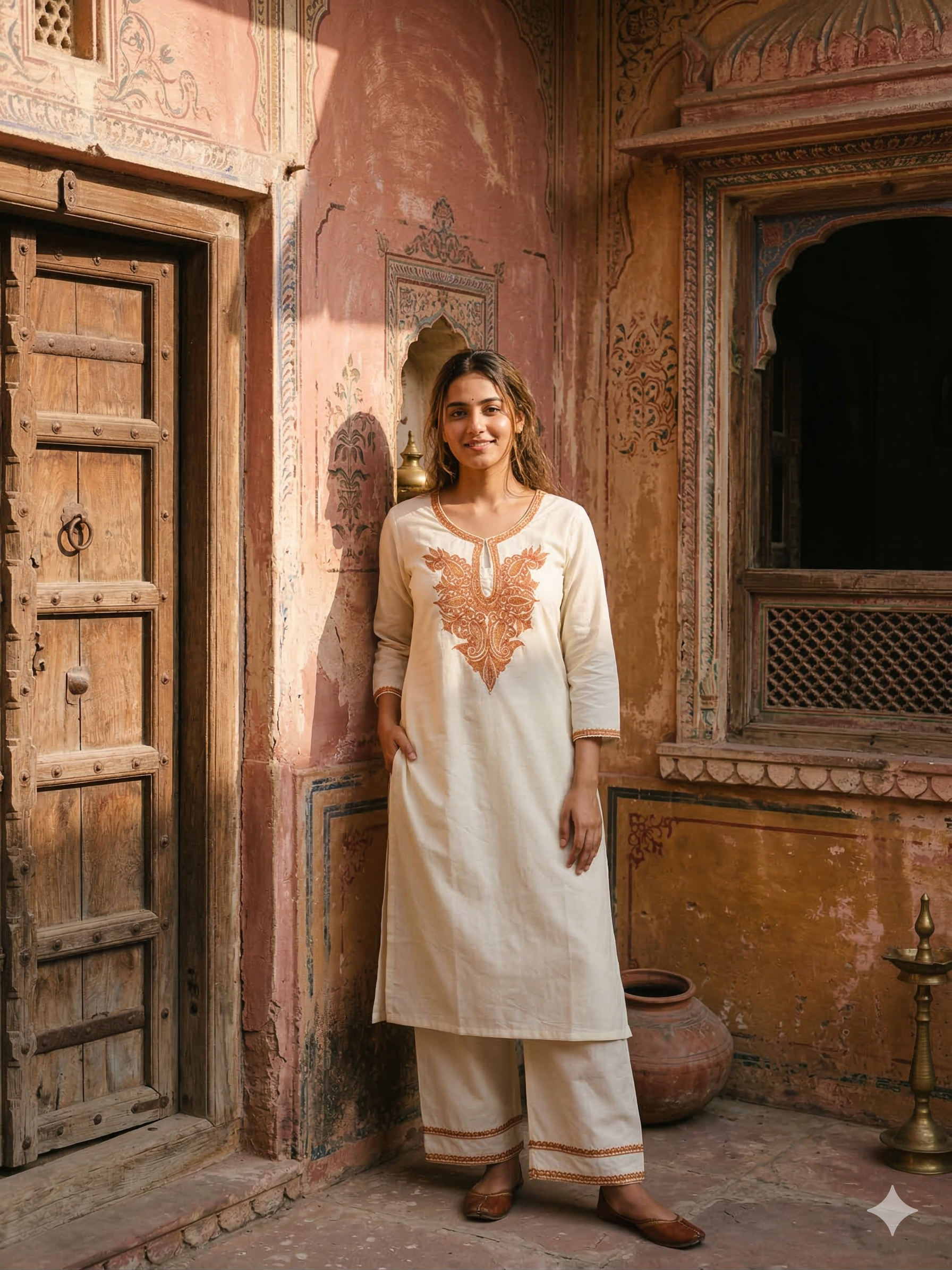 "HAFIZ" Cotton Tilla Work Kashmiri Co-Ord Set